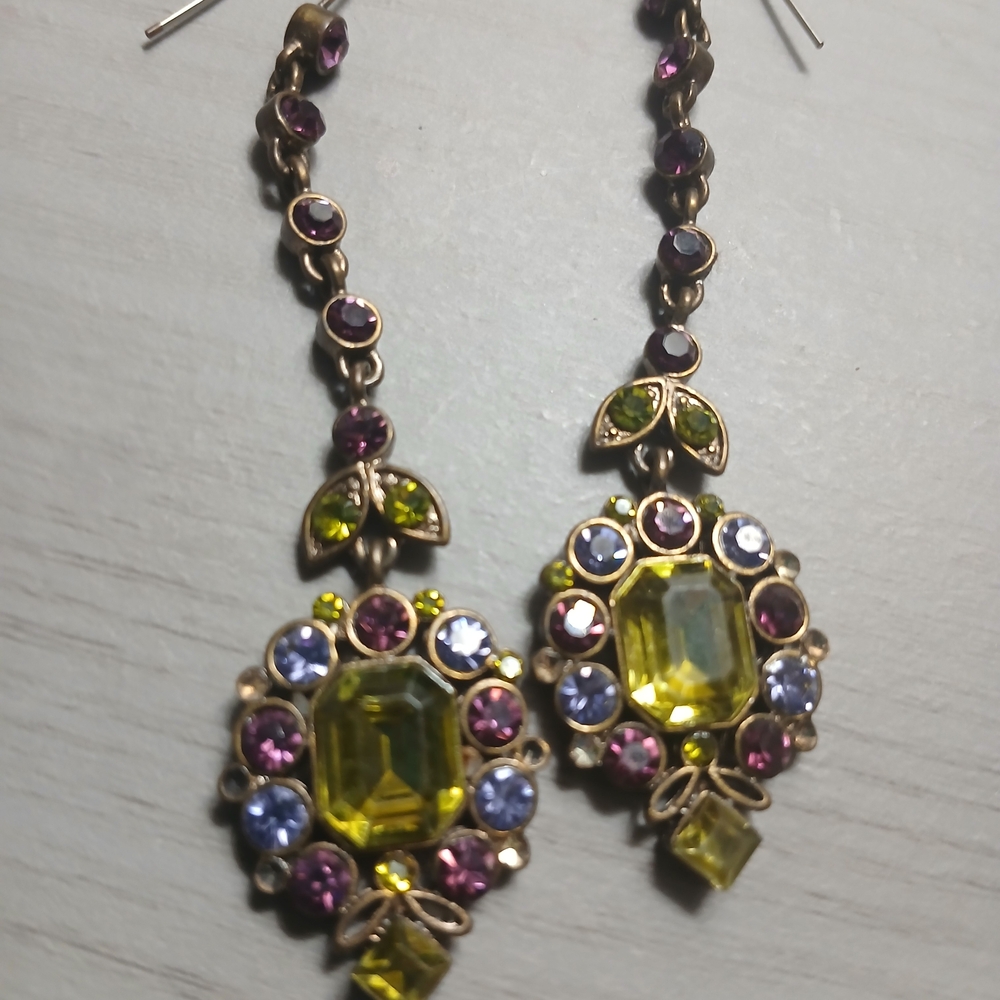 Elegant VINTAGE Multicolor Drop Earrings.. - Picture 7 of 14